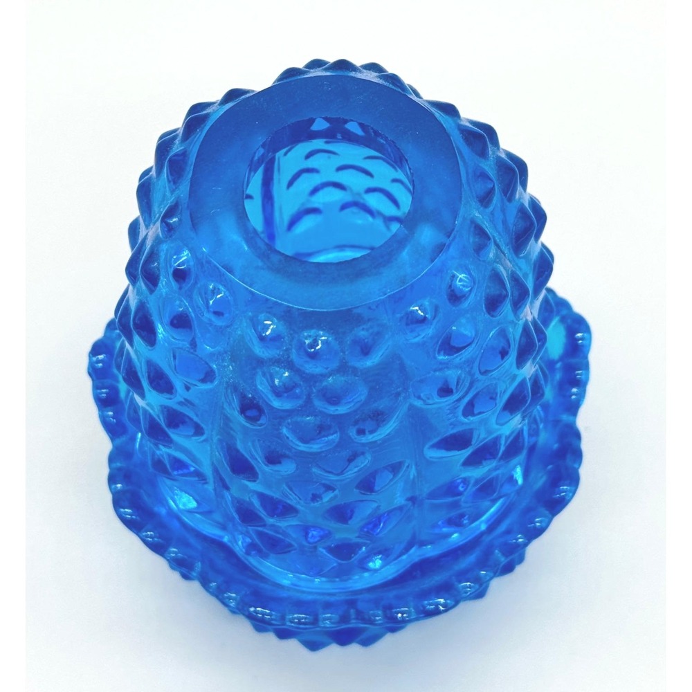 Fenton Fairy Lamp Colonial Blue Hobnail Glass Candle Holder 4.5 inch Vintage - Picture 3 of 9